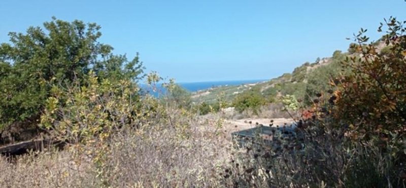 Episkopi bei Rethymno Kreta, Episkopi: Wunderschönes Grundstück mit Meerblick und Baugenehmigung zu verkaufen Grundstück kaufen